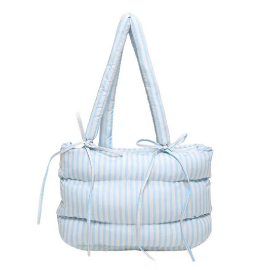 Blueberry Stripe Quilted Tote