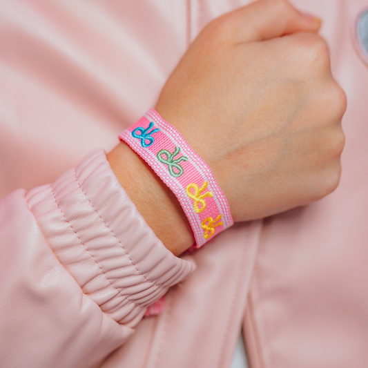 Perfect Pink Bow Woven Bracelet