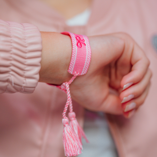 Perfect Pink Bow Woven Bracelet