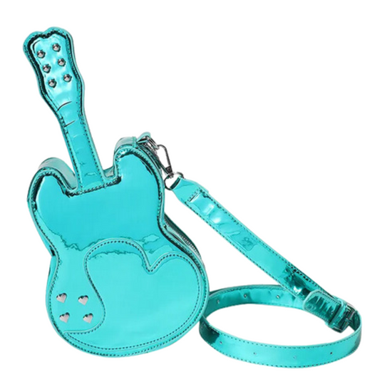 Add some shimmer and rock 'n' roll to your latest look with the Girls Rock Crossbody! Boasting a sleek aqua design that features a replica guitar, it's the perfect way to flaunt your passion for music and fun fashion. Jam out wherever you go!