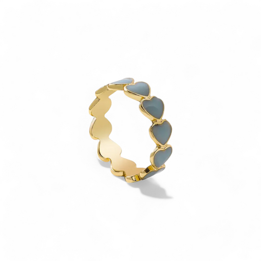 Gold Gray Heart Ring