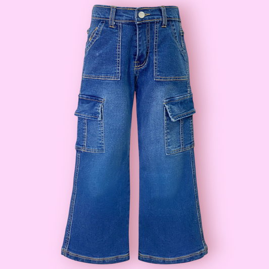 Medium Wash Garden Cargo Jeans