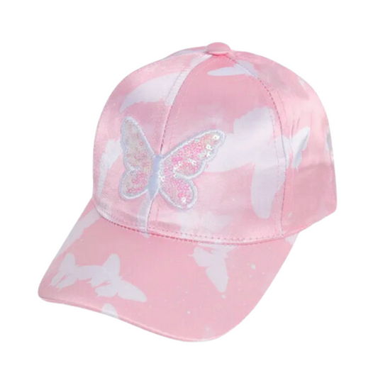 The stylish Butterfly Skies Ballcap is the perfect accessory for any outfit. Embroidered with an elegant butterfly and complete with sparkling sequins, it is an eye-catching piece that will get you compliments wherever you go.