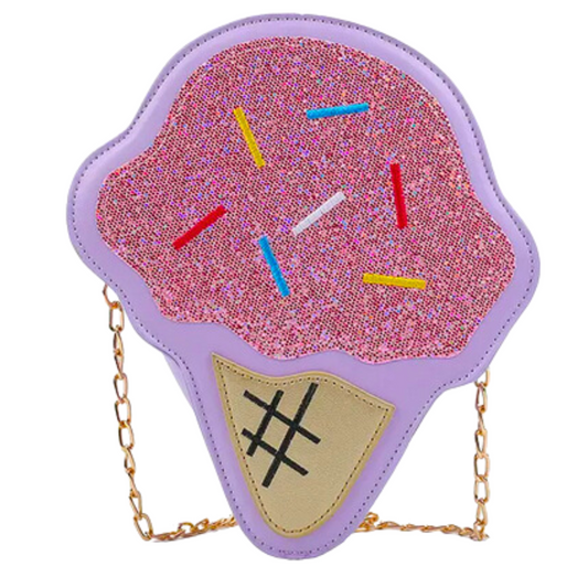 The perfect way to add a sprinkle of fun to your look: this adorably yummy Glitter Cone Crossbody! With eye-catching sprinkles and a trendy treat shape, it's sure to leave your style melting with deliciousness. Scoop yours up already!