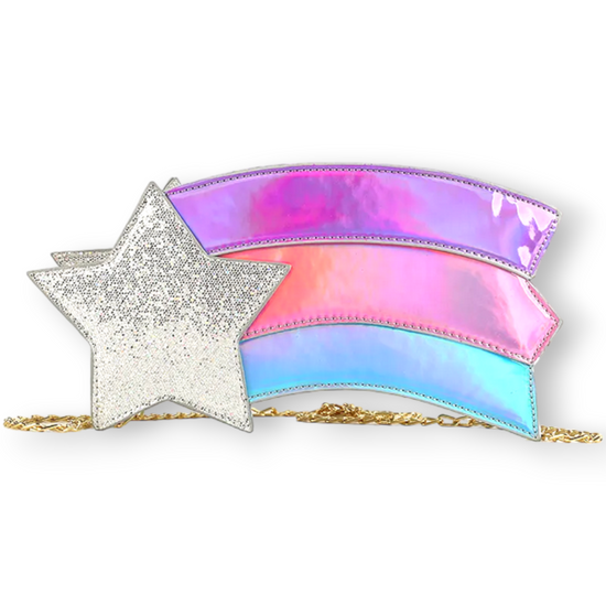 Make a cosmic statement with the sparkling and shining Shooting Star Crossbody! Be the envy of the universe with this glittery and iridescent bag that's sure to turn heads. Take it along for an adventure and feel the power of the stars!