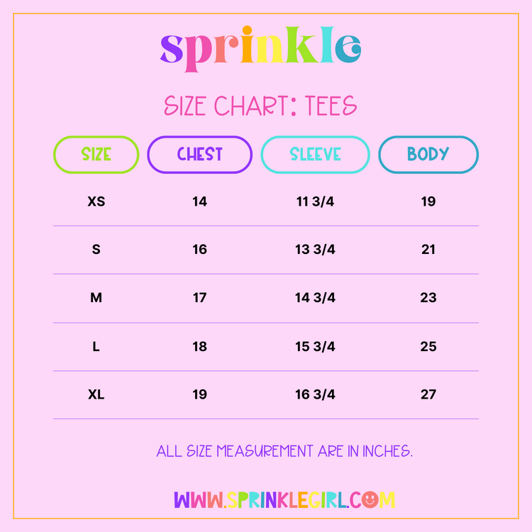 Tee Size Chart