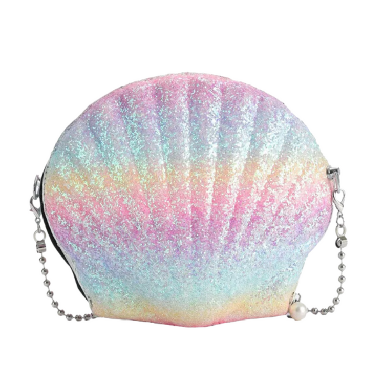 Release your inner mermaid with this glittering Under the Sea Crossbody! This magical bag features a unique sea shell shape & a pastel finish that's sure to make a splash! Complete with sparkles and shine, this is one bag you don't want to miss out on!